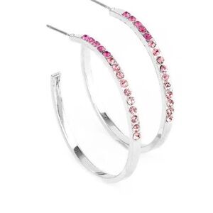Paparazzi Elegant Silver and Pink Hoop Earrings